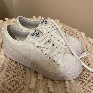 Women’s White Adidas Nizza Platform Sneakers